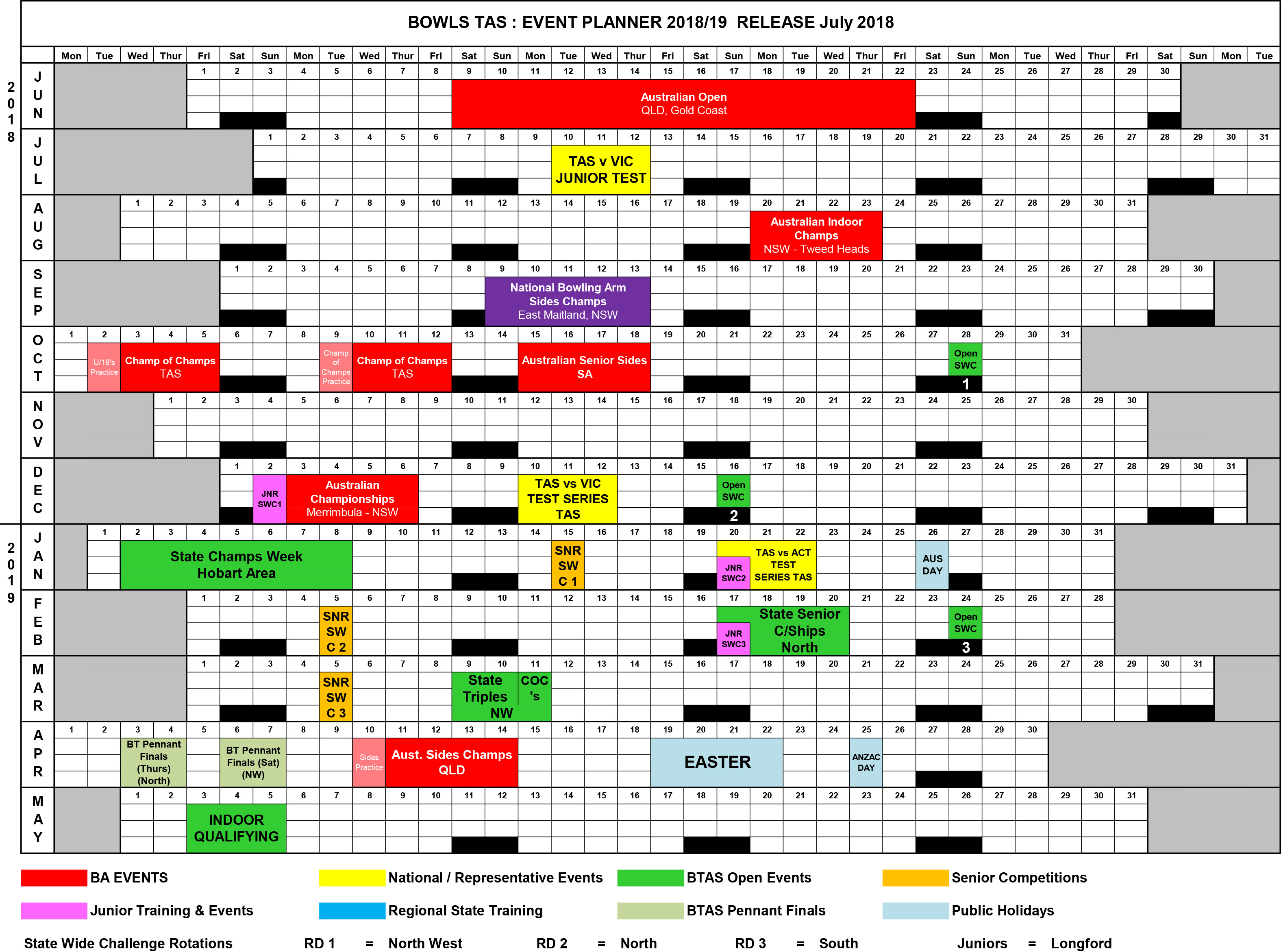 Events Calendar Bowls Tasmania
